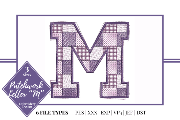 Patchwork Letter M: A Thoughtful Embroidery Design for Meaningful Gifts